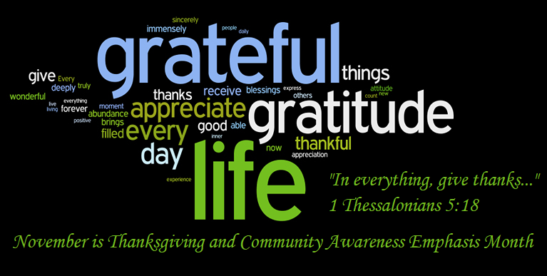 November – Thanksgiving and Community Awareness Emphasis