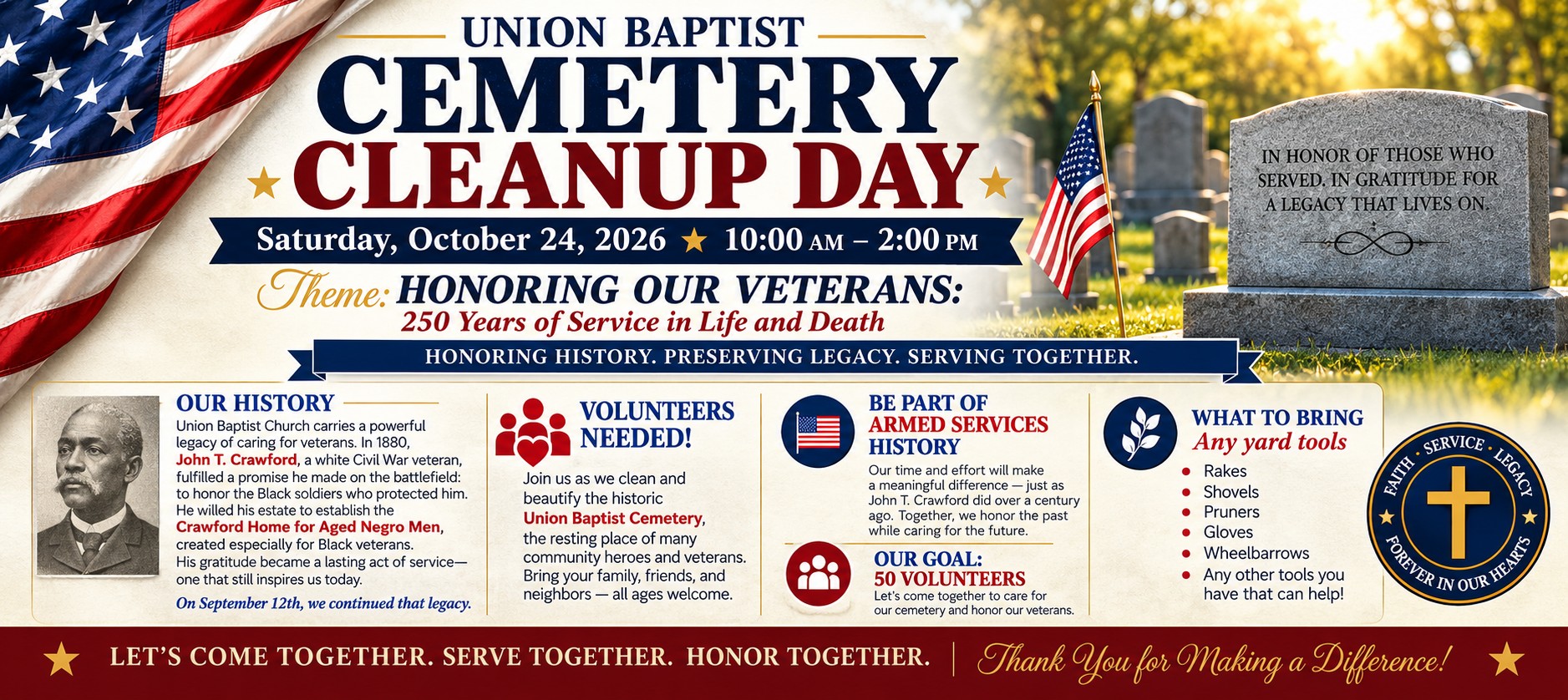 UB Cemetery Fall Cleanup Banner
